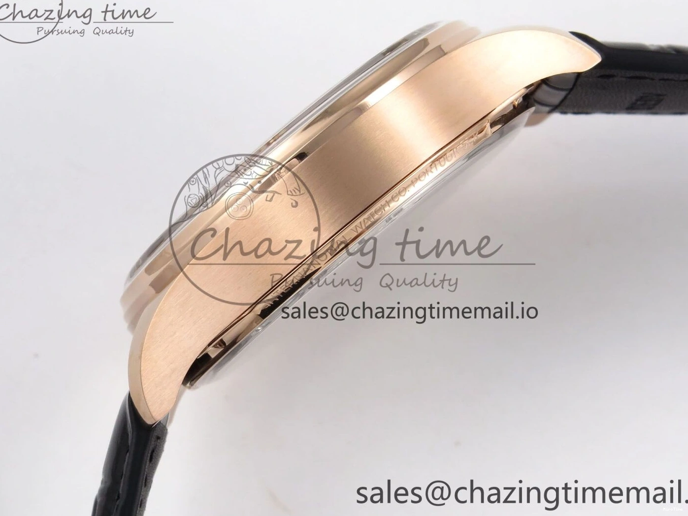 MIROTIME 0110 Portugieser Automatic 42mm RG APSF 1:1 Best Edition Black Dial on Black Leather Strap A Original 7007